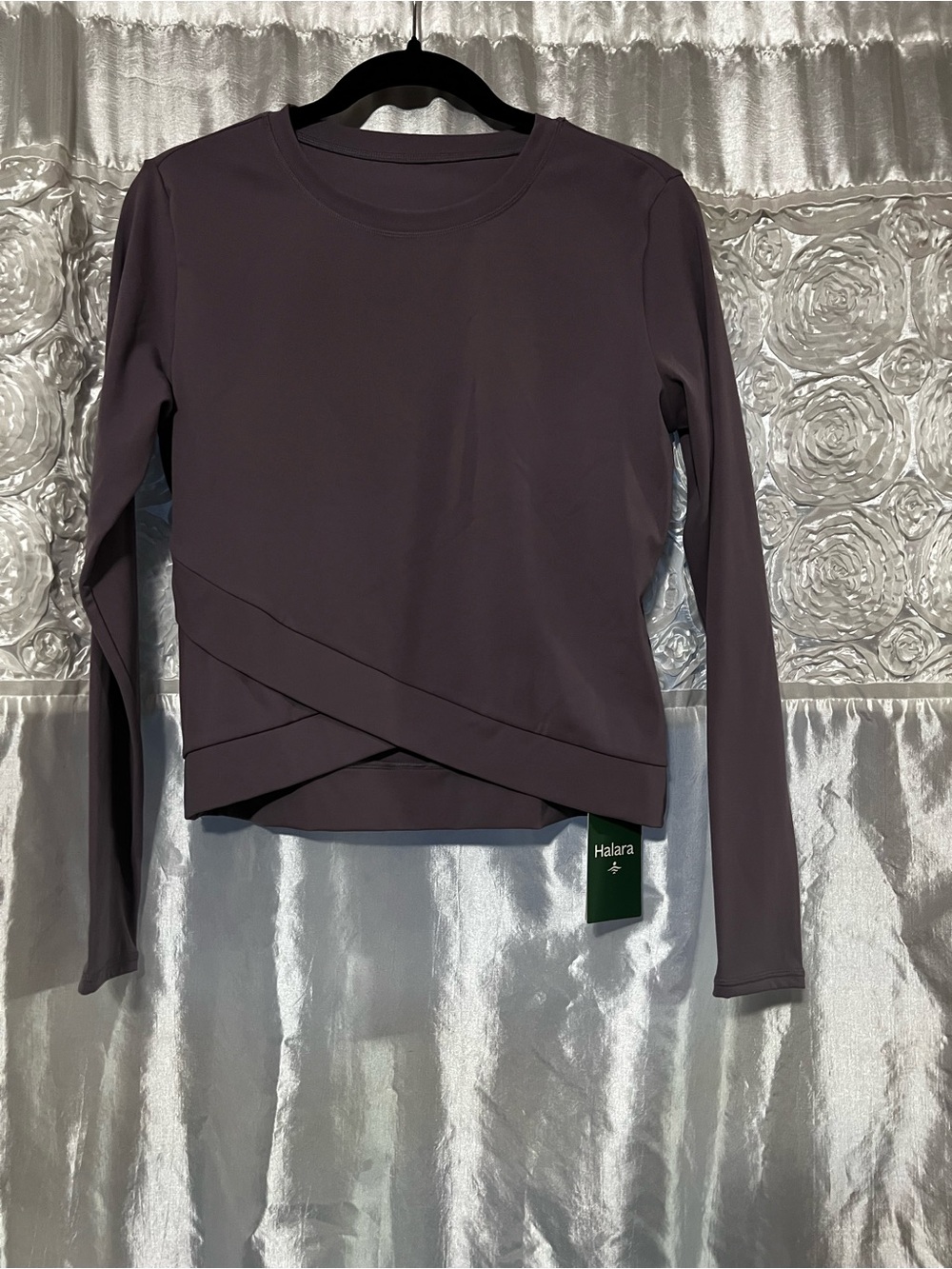 HALARA Mauve Long-Sleeve Wrap-Hem Top